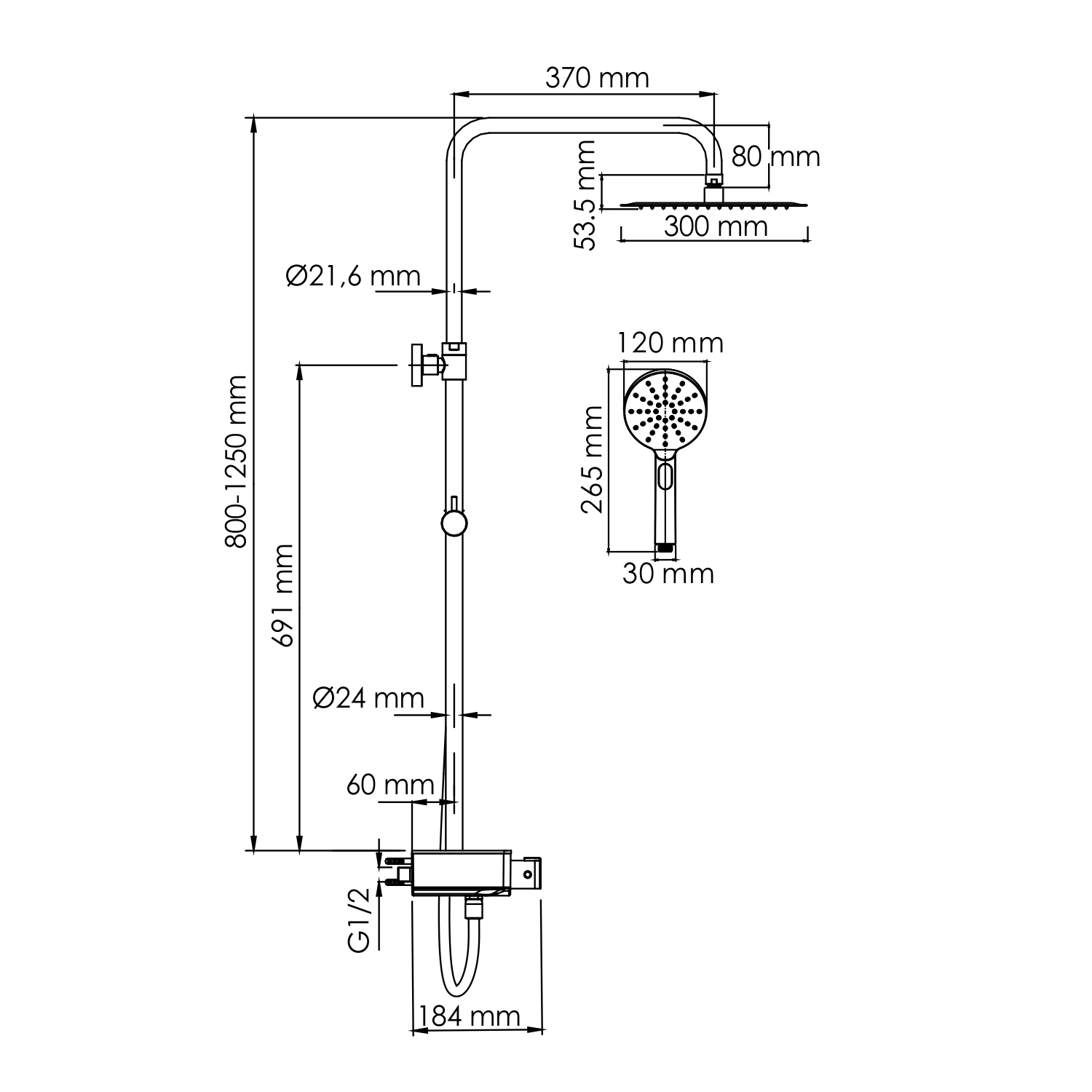 Душевая стойка WasserKRAFT A113.118.127.CH Thermo с термостатом, хром