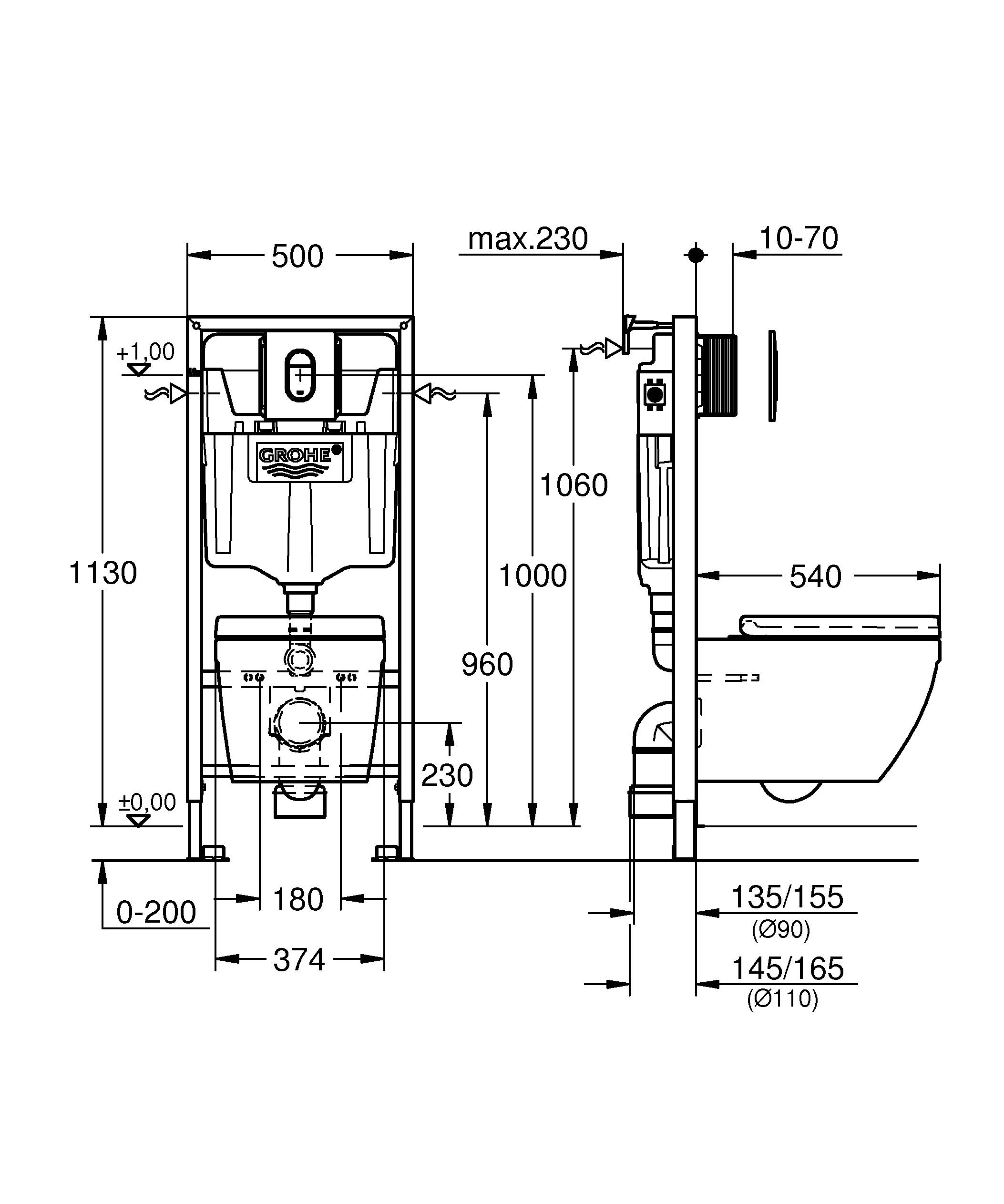 Инсталляция для унитаза Grohe Solido QuickFix 39536000 5 в 1