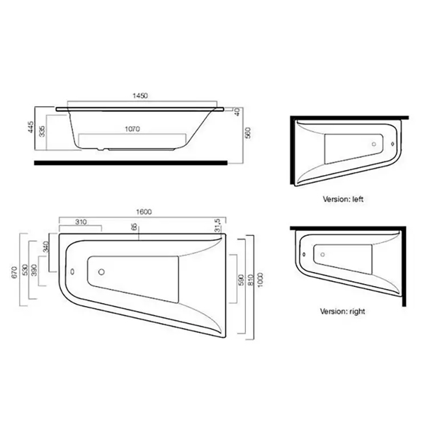 Акриловая ванна Am.Pm Spirit 160x100 см R