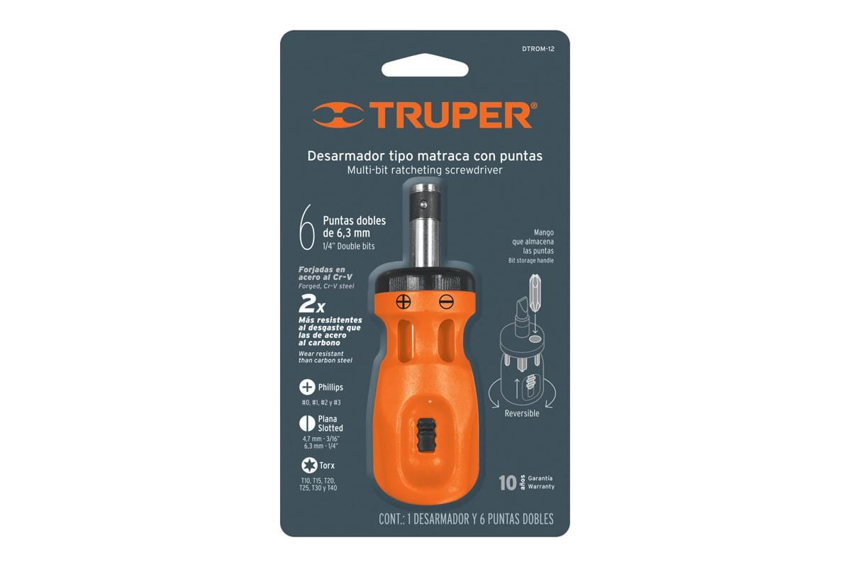 Миниотвертка с храповым механизмом плюс Truper DTROM-12B 10494