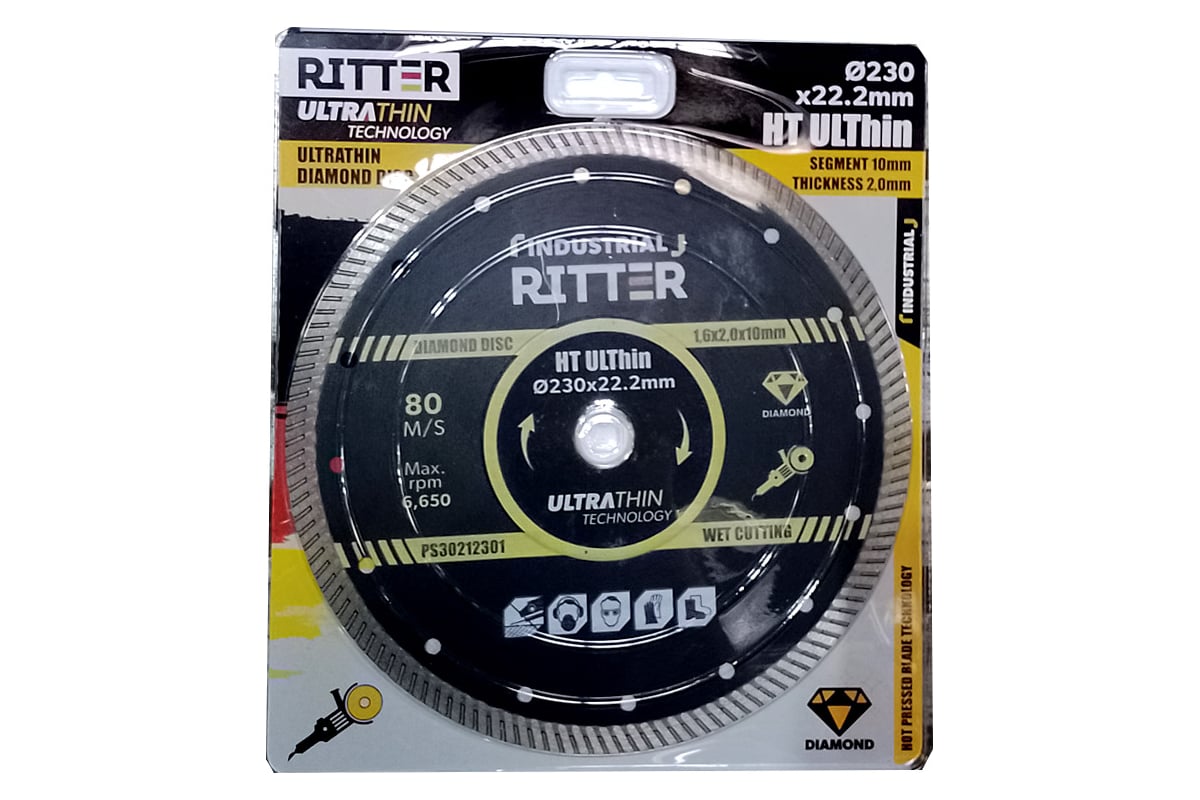 Диск алмазный Eco HT ULThin 230x22.23 мм, 1.6x2.0x10 мм RITTER PS30122300