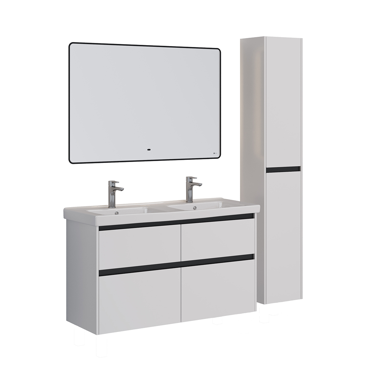 Мебель для ванной Lemark Combi 125 см белый глянец/черный