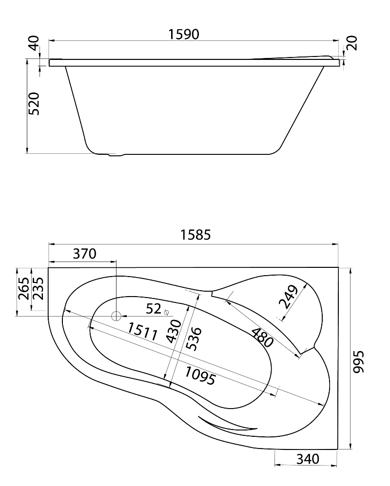 Фронтальная панель Santek Ибица XL 160x100 L/R