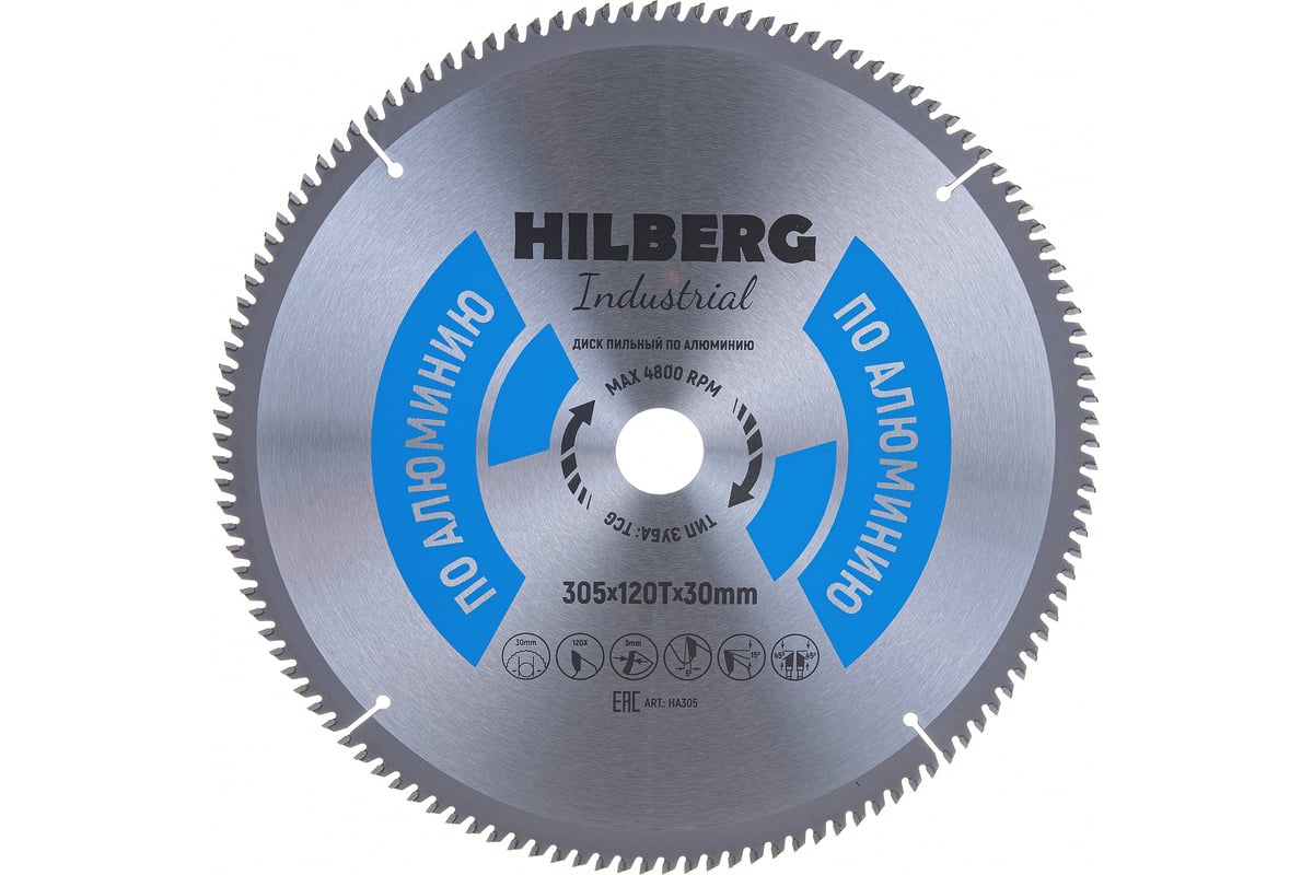 Диск пильный Industrial Алюминий (305x30 мм; 120Т) Hilberg HA305