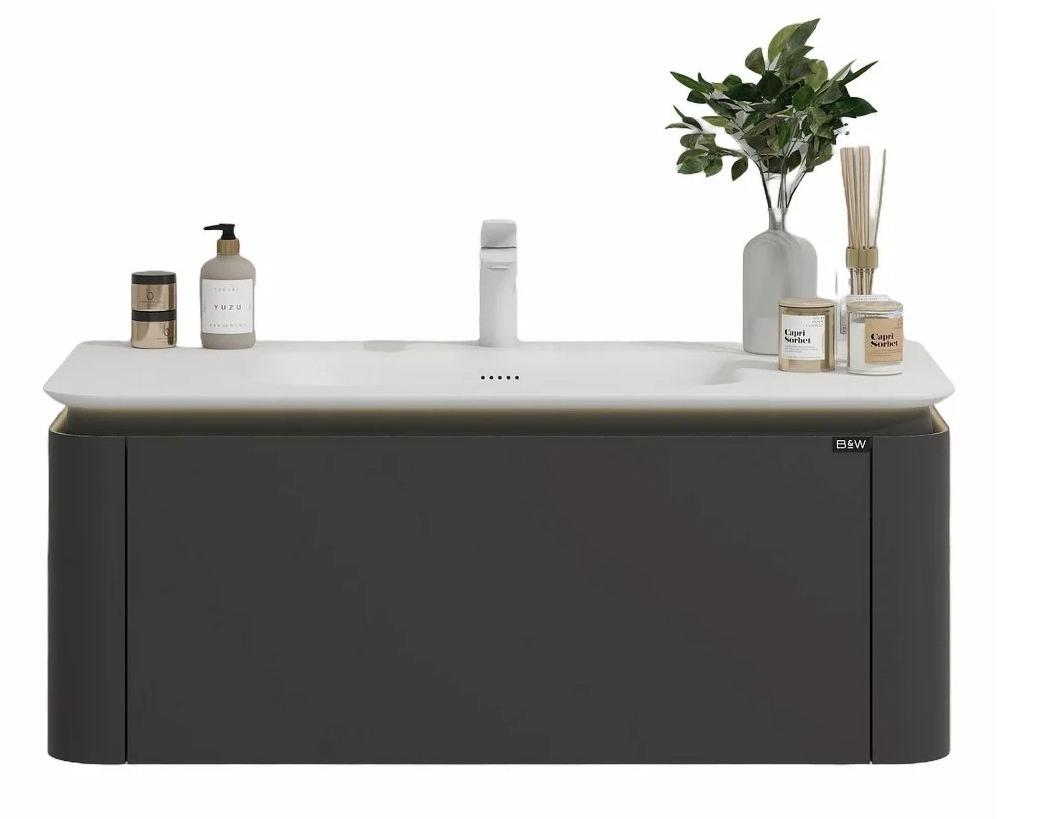 Тумба с раковиной Black&White Universe U935.900 90 см матовый серебристый серый