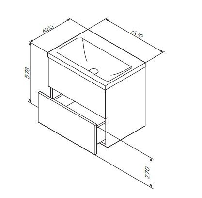 Тумба с раковиной Am.Pm Gem 60 см напольная 2 ящика