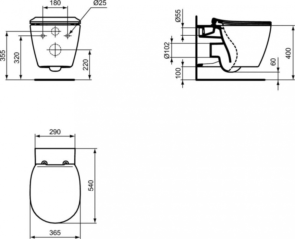 Подвесной унитаз Ideal Standard Connect AquaBlade E047901