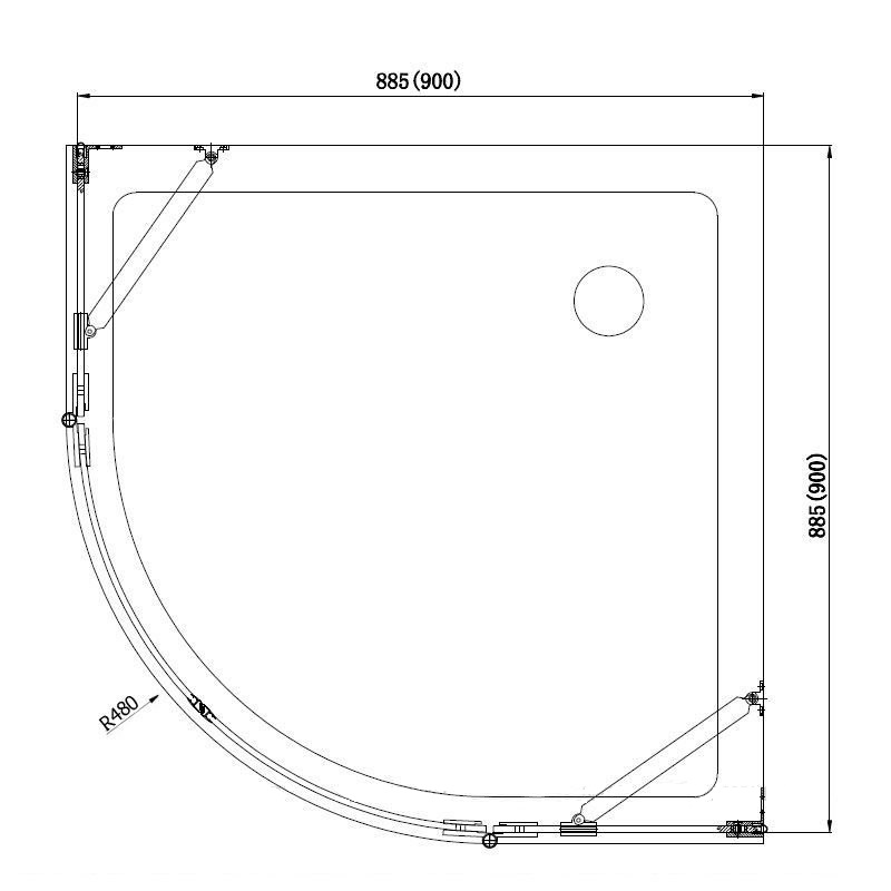 Душевой уголок Aquanet Beta 90x90, четверть круга