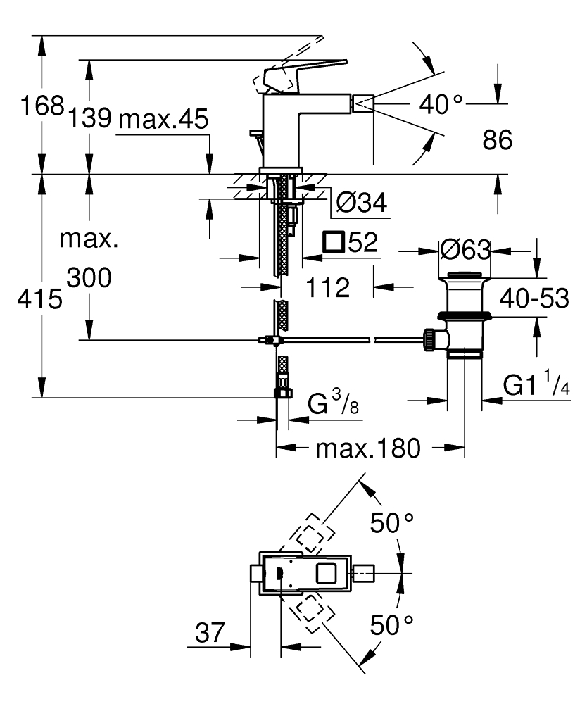 Смеситель для биде Grohe Eurocube 23138000