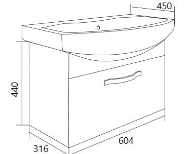 Мебель для ванной 1MarKa Вита 65 см, подвесная, 1 ящик, белый глянец