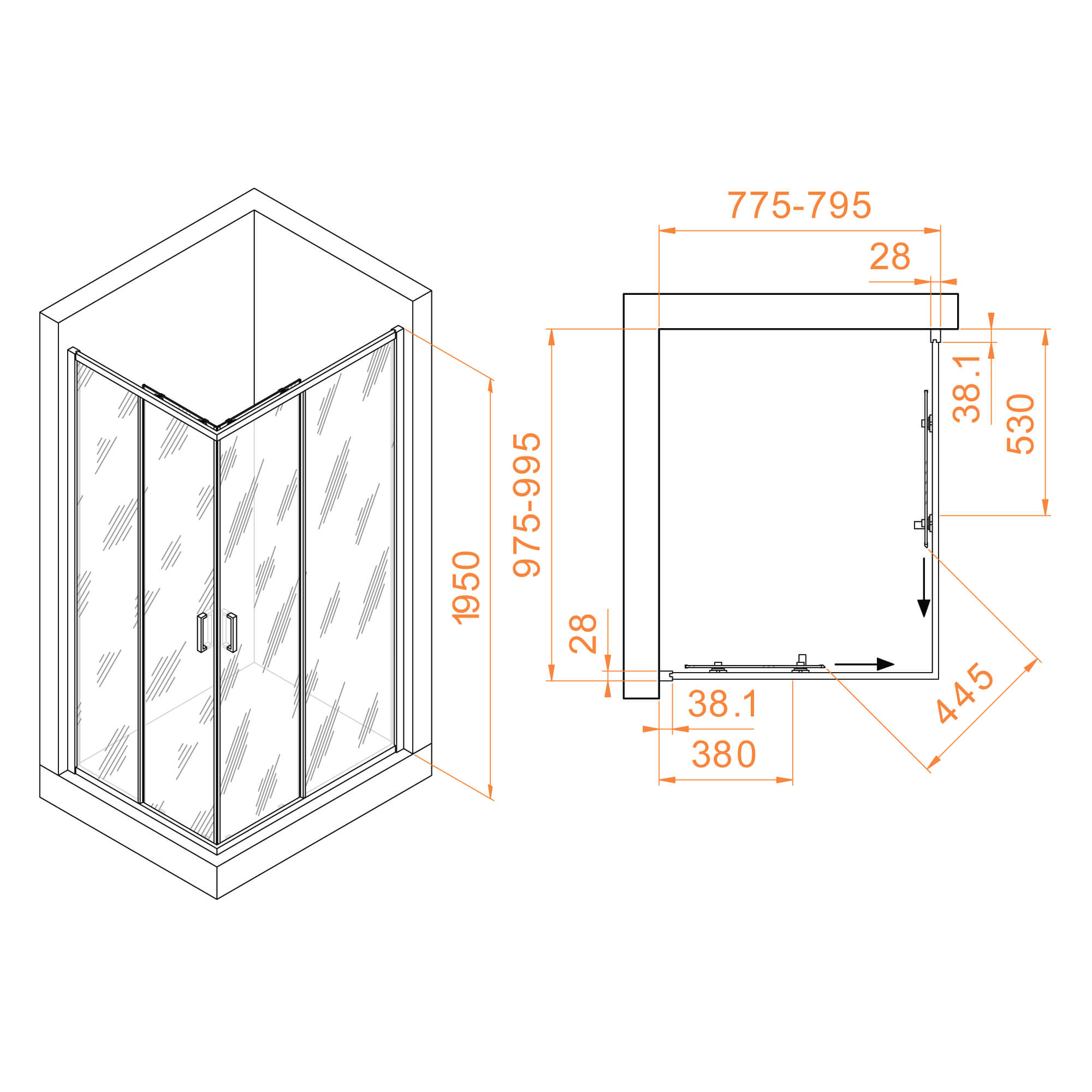 Душевой уголок RGW Passage PA-246B 100x80 прозрачное, черный 030824680-14