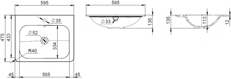 Раковина Am.Pm Move 60 см M7MWPX0601WG