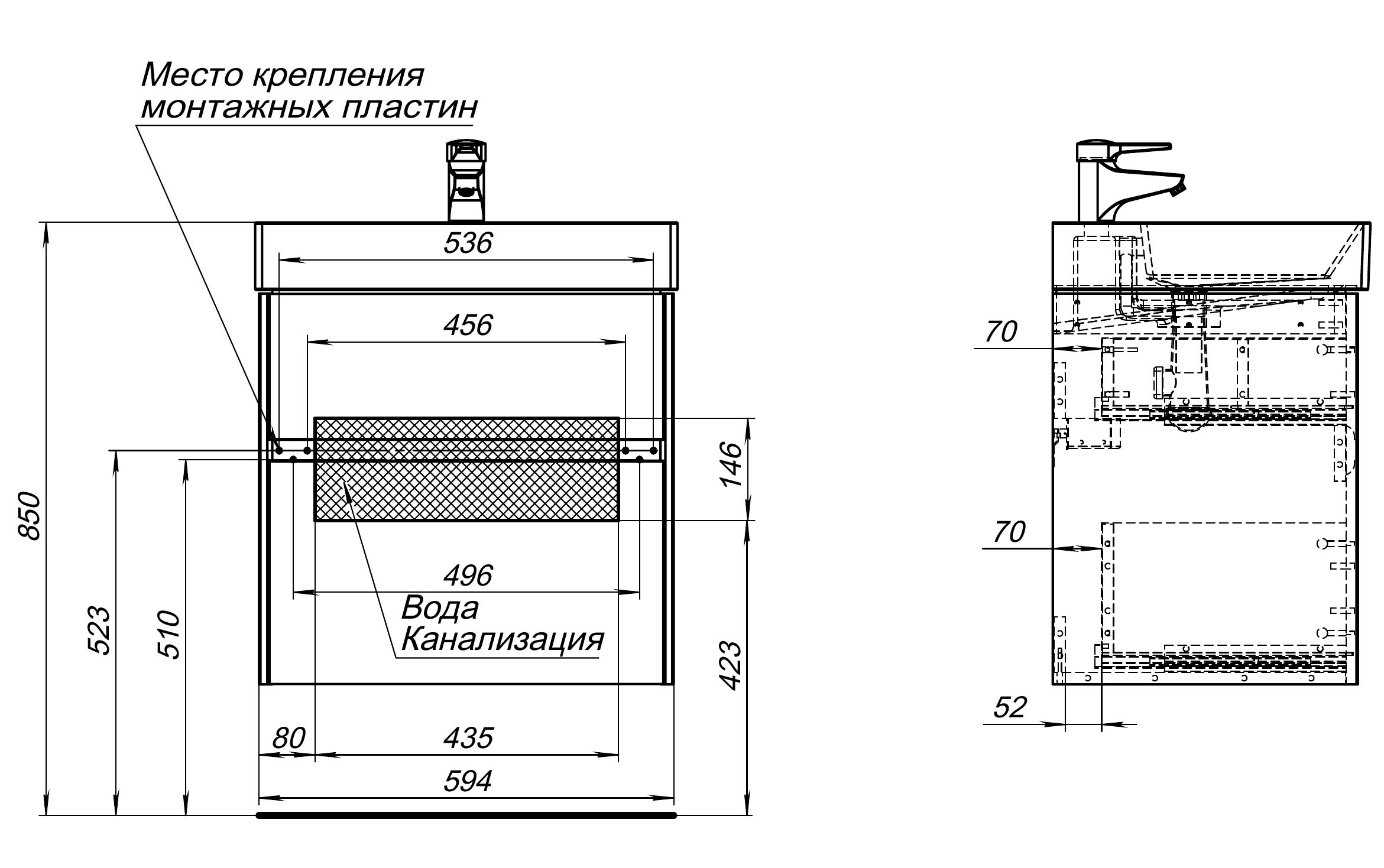 Тумба с раковиной Aquanet Бруклин 60 см, белый глянец