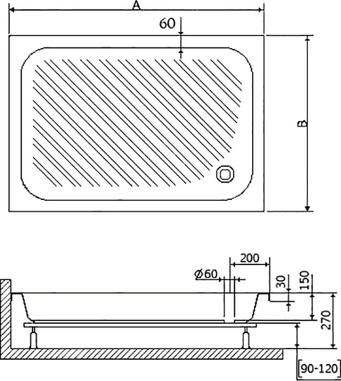 Поддон для душа RGW Acryl B/CL-S 80x120, глубина 15 см