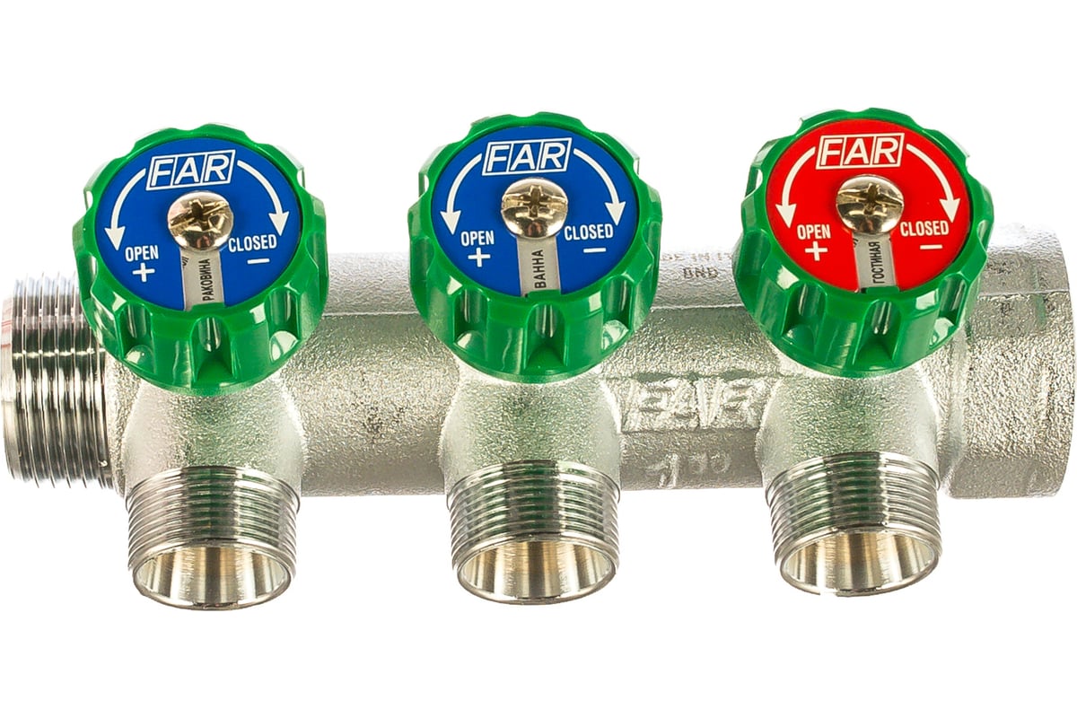 Регулируемый коллектор с 3 отводами FAR 1" М24х19 FK 3850 C1