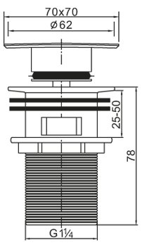 Донный клапан BelBagno BB-PCU-07-CRM с переливом, хром