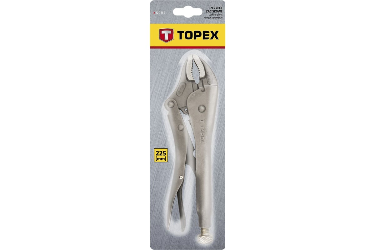 Зажимные клещи с закругленными губками Topex 225 мм 32D855
