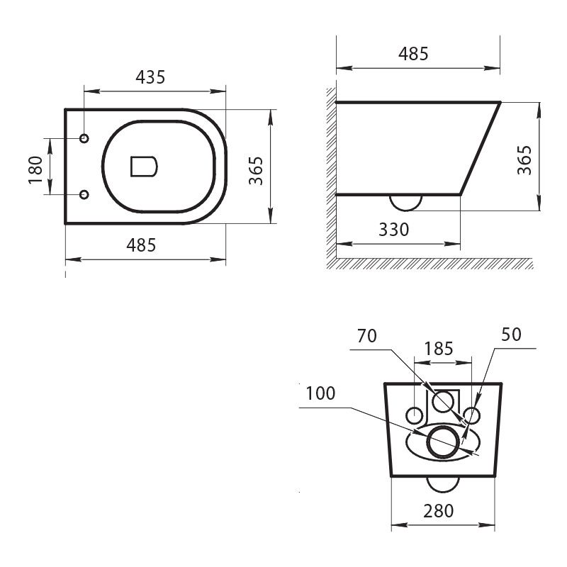 Подвесной унитаз Art&Max Ovale AM011CHR-MB безободковый, черный матовый