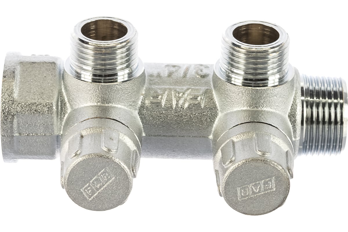 Запорный коллектор с 2 отводами FAR 3/4" 1/2" НР, плоск.присоед. FK 3860 3412TP
