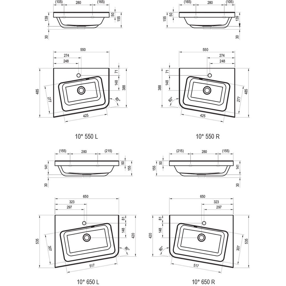 Раковина Ravak 10° 55 см R