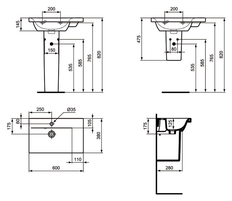 Раковина Ideal Standard Connect Space 60 см