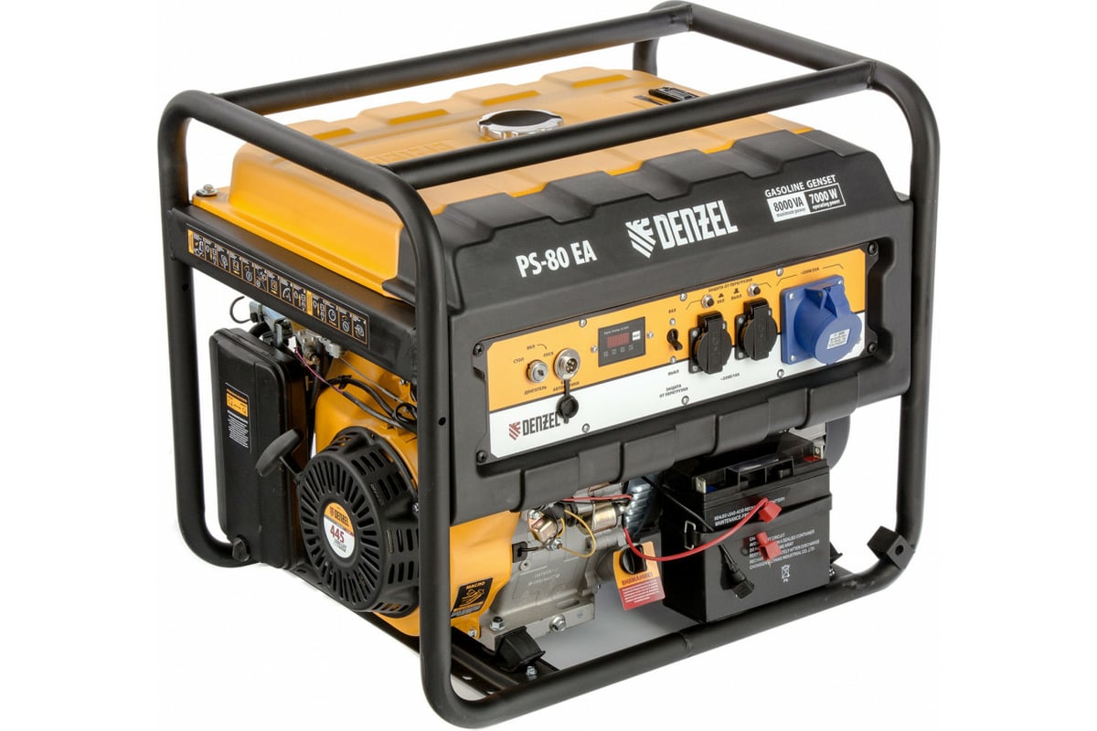 Бензиновый генератор Denzel PS 80 EA, 8,0 кВт, 230В, 25л 946924