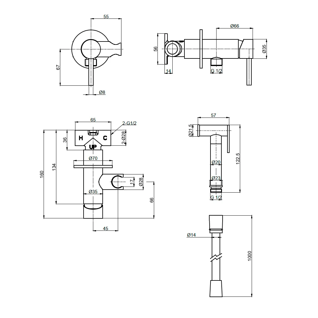 Смеситель с гигиеническим душем AQUAme Siena AQM6217BC медь шлифованная Смеситель с гигиеническим душем AQUAme Siena AQM6217BC медь шлифованная