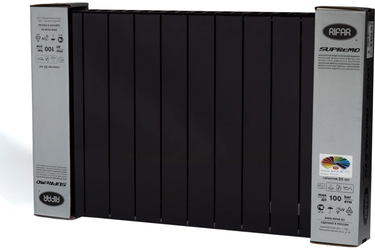 Радиатор Rifar SUPReMO 500x12 секц НП прав VR Антрацит RIFAR S500-12 VR 9005