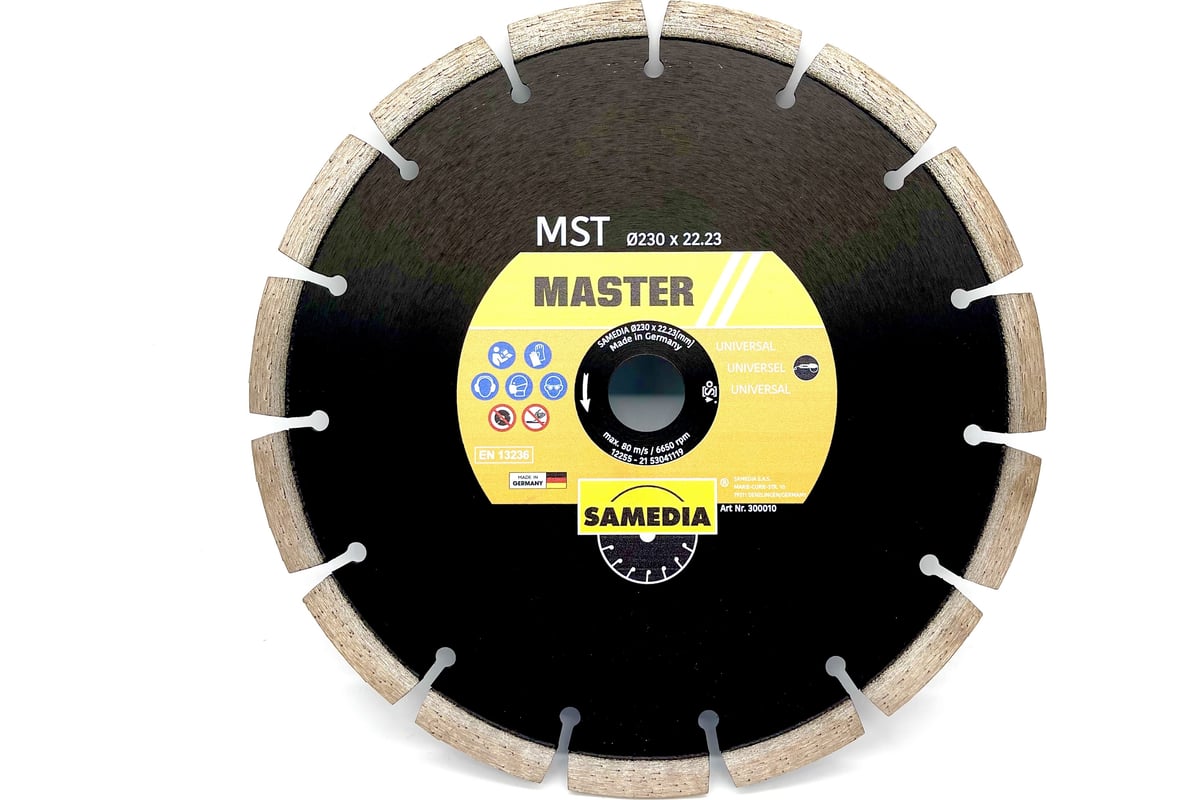 Диск алмазный универсальный MASTER MST (230х22.23 мм; 15 сегментов) SAMEDIA 300010