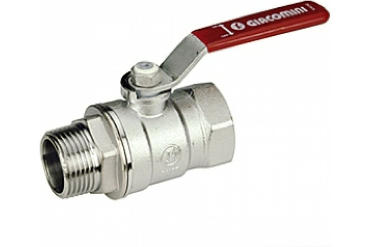 Шаровой кран Giacomini R254DL 3/4", внутренняя/наружная, ручка-рычаг красный, хромированный R254LX004