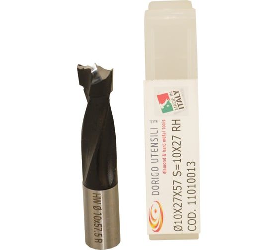 Сверло для глухих отверстий DORIGO HW Ø10x27x57.5 S=Ø10x27 Z=2 RH 11010013