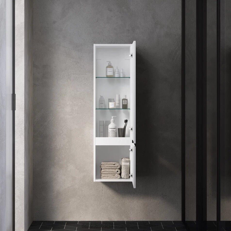 Шкаф пенал AQUAme S1 33 см белый глянец AQM9001WH