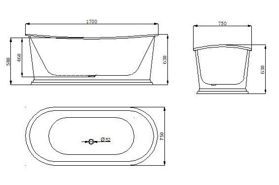 Чугунная ванна Sharking SW-1012A 170x75 с панелью, золото