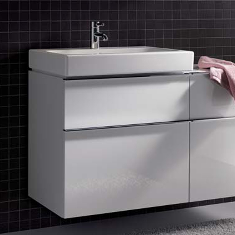Тумба с раковиной Geberit iCon 60 см, два ящика, белый глянец