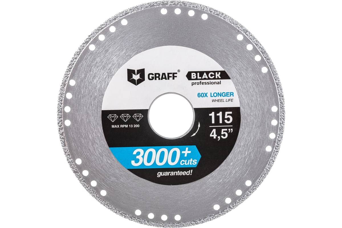 Диск отрезной алмазный по металлу (115х22.2 мм) для УШМ GRAFF black115