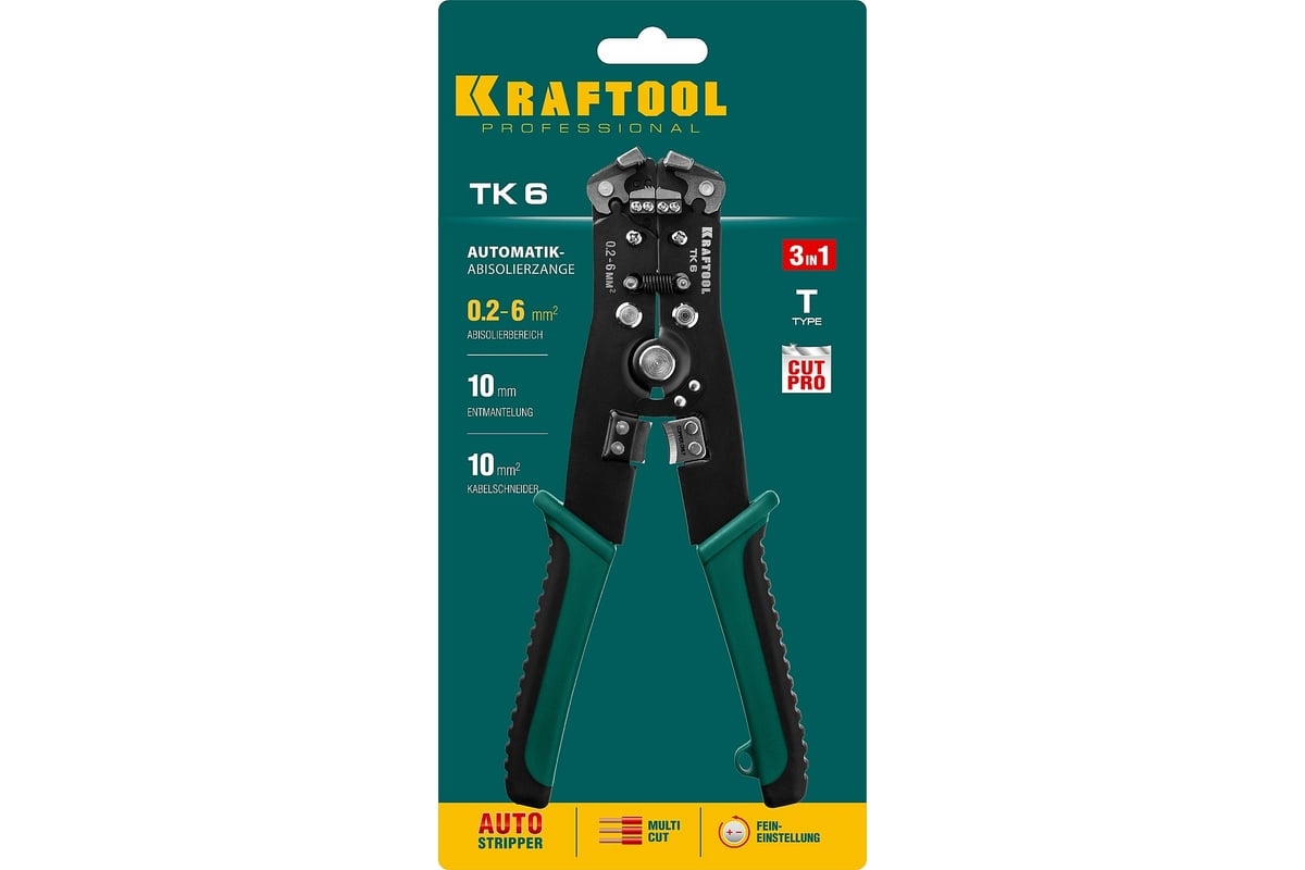 Стриппер Kraftool TK-6 автоматический, многофункциональный, 0.2 - 6 мм2, 22635