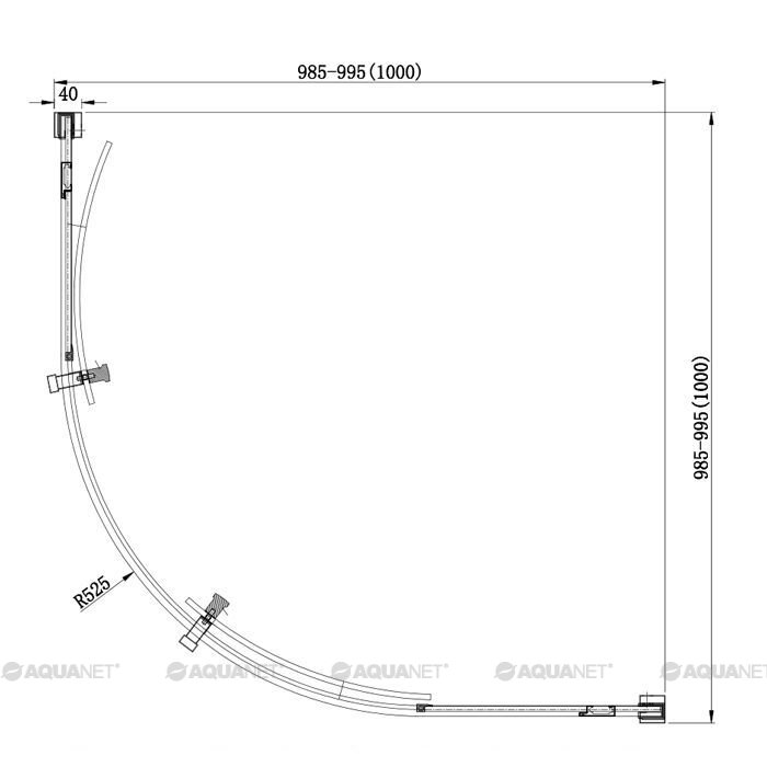 Душевой уголок Aquanet Delta 100x100, четверть круга