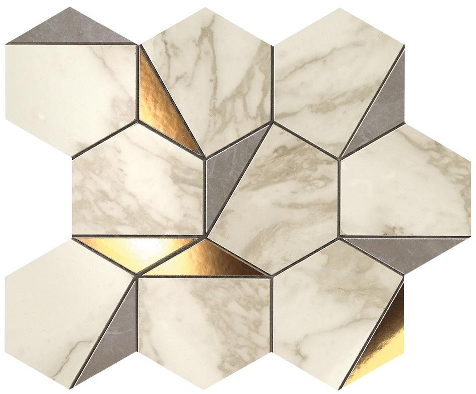 Мозаика Atlas Concorde Marvel Edge Gold Hex Gris-Calacatta 25,1x29 см, 9EHG