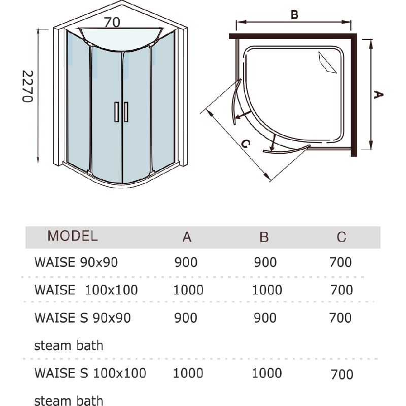 Душевая кабина WeltWasser Waise 90x90 хром, прозрачное