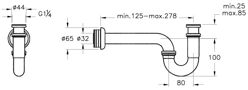 Сифон для мойки Vitra A45117EXP металлический