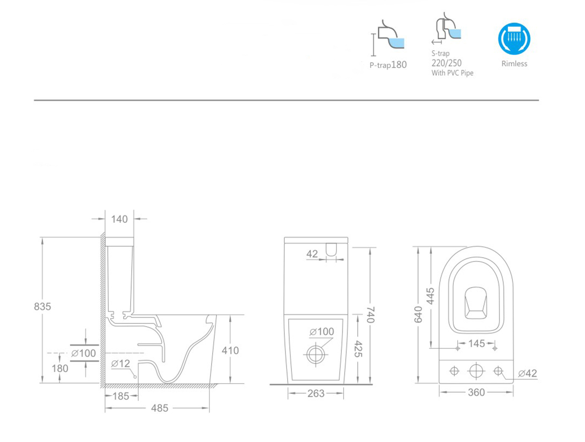 Унитаз CeramaLux NS-2178 с сиденьем микролифт, безободковый