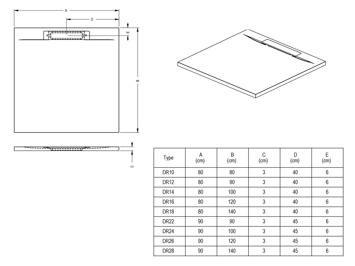 Поддон для душа Riho Isola 90x80 антрацит