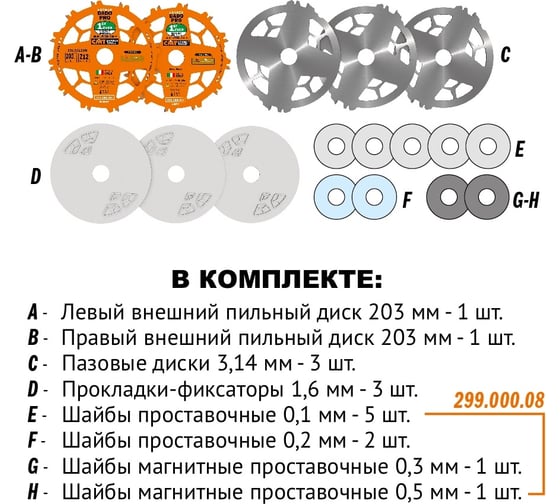 Диск пильный для пазов (2 шт; 203x30 мм; ATB+FLAT; Z=12) CMT 230.312.08M