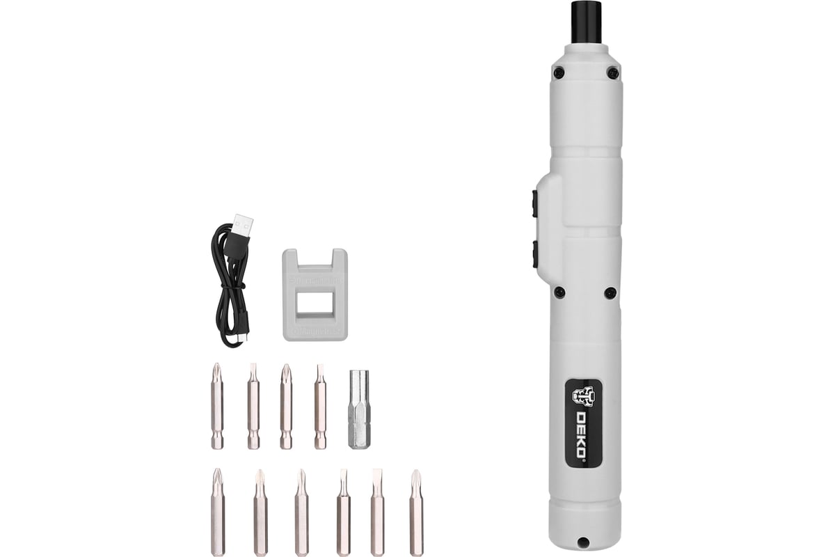 Аккумуляторная отвертка Deko DKS4-Li + набор бит 10 шт 065-0662