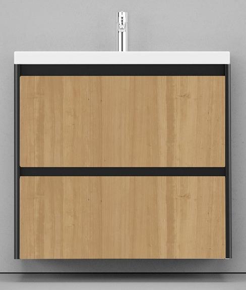 Тумба с раковиной Velvex Klaufs 80 см подвесная, 2 ящика