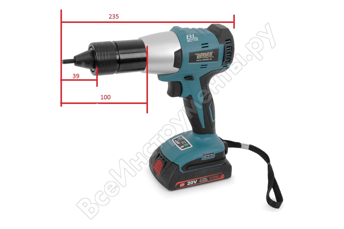 Аккумуляторный заклепочник Messer LW20LM /М6/ 05-32-006