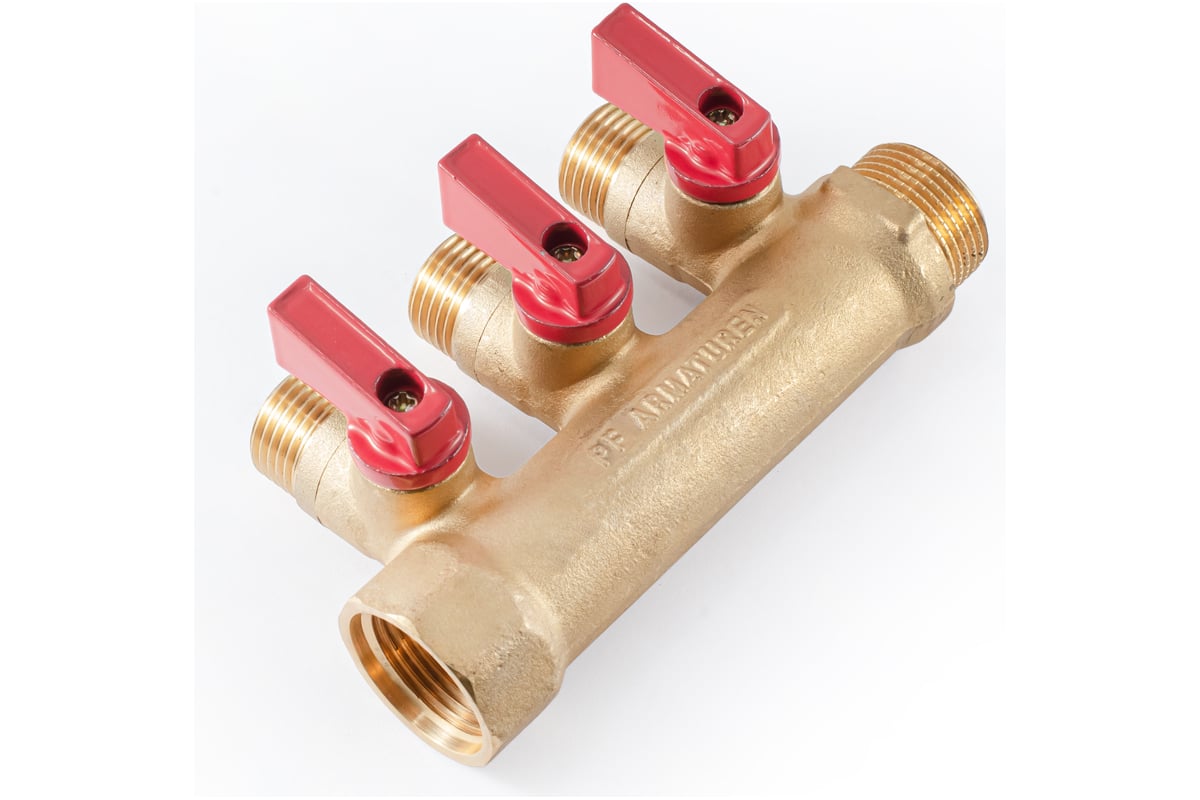 Коллектор с шаровыми кранами PROFACTOR в/н 3/4" х 3 вых 1/2"нар PF MV 264.3