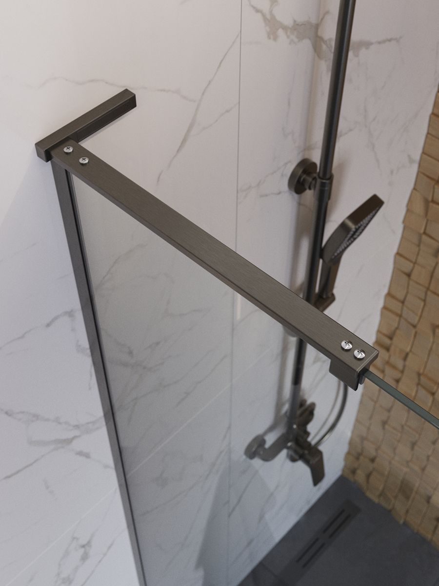 Душевая перегородка Belbagno UNO-L-1-TB-100-C-GM 100x200 прозрачная, оружейная сталь