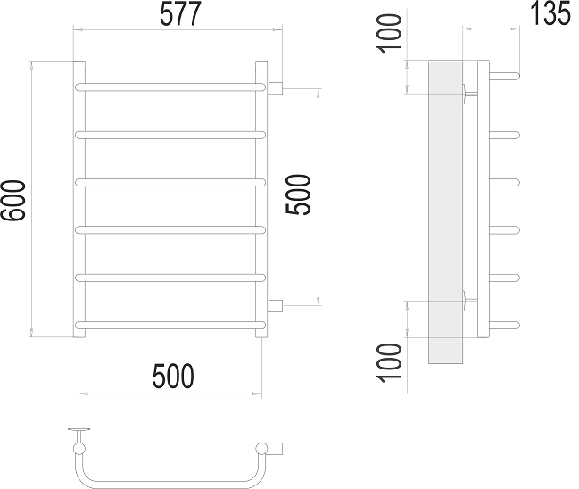 Полотенцесушитель водяной Terminus Стандарт П6 500x600 БП500, 4670078530349