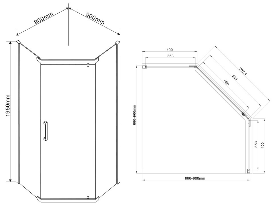 Душевой уголок Vincea Stresa VSP-1S 90x90 хром, прозрачный